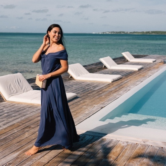 NWT Gal Meets Glam Sandra Maxi Dress K0321M Color Sea - Picture 2 of 14